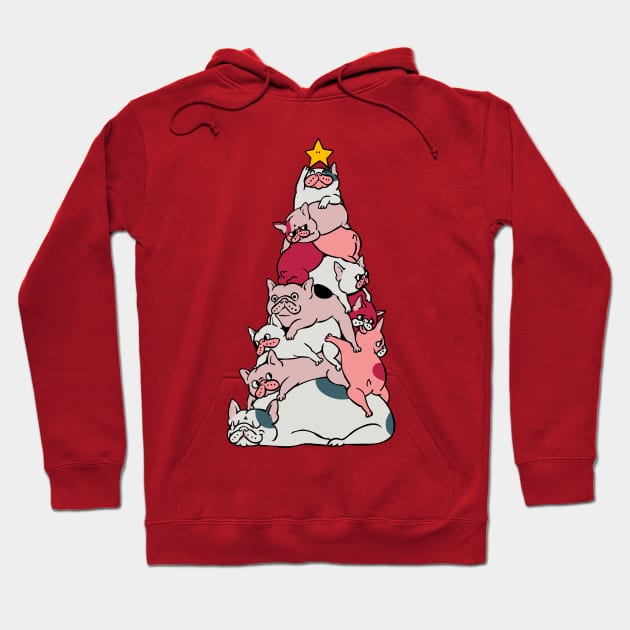 Christmas Tree French Bulldog Hoodie by huebucket